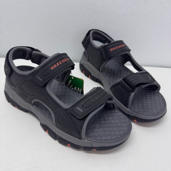 NEW Skechers Tresmen Garo Sandals Relaxed Fit Mens 7 Black Comfort Casual Summer